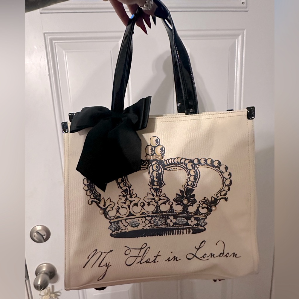 My flat in London bag with pearl accents